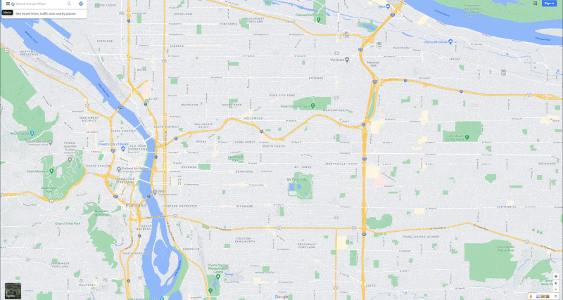 Animated GIF showing Google Maps and the "terrain" option opening.