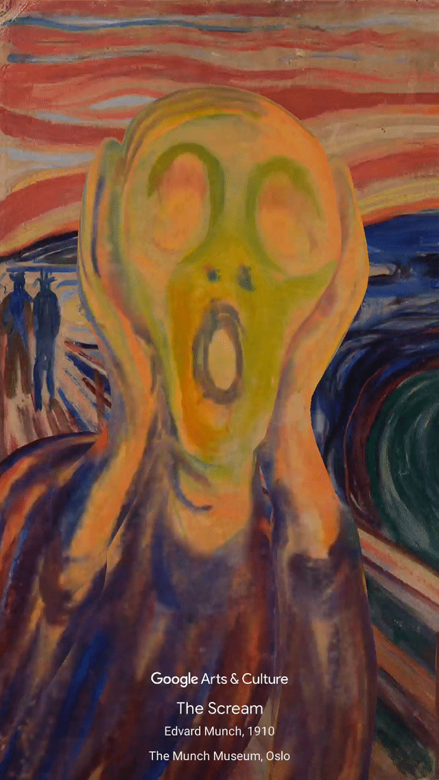 Artwork of a blurry figure touching its face mid-scream.