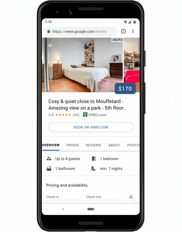 Find and book vacation rentals on Google