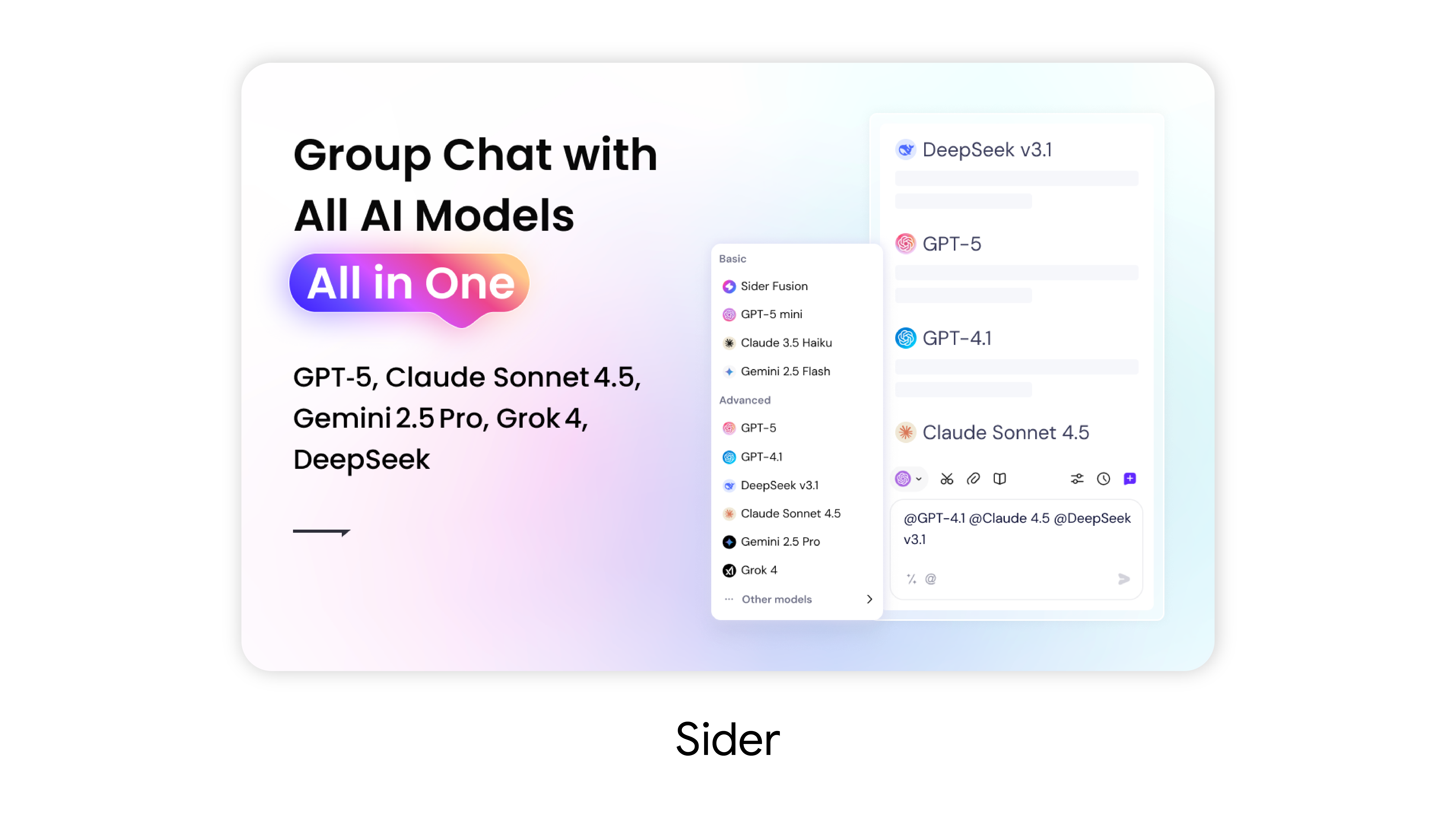 Image showing what AI models Sider uses for group chats.