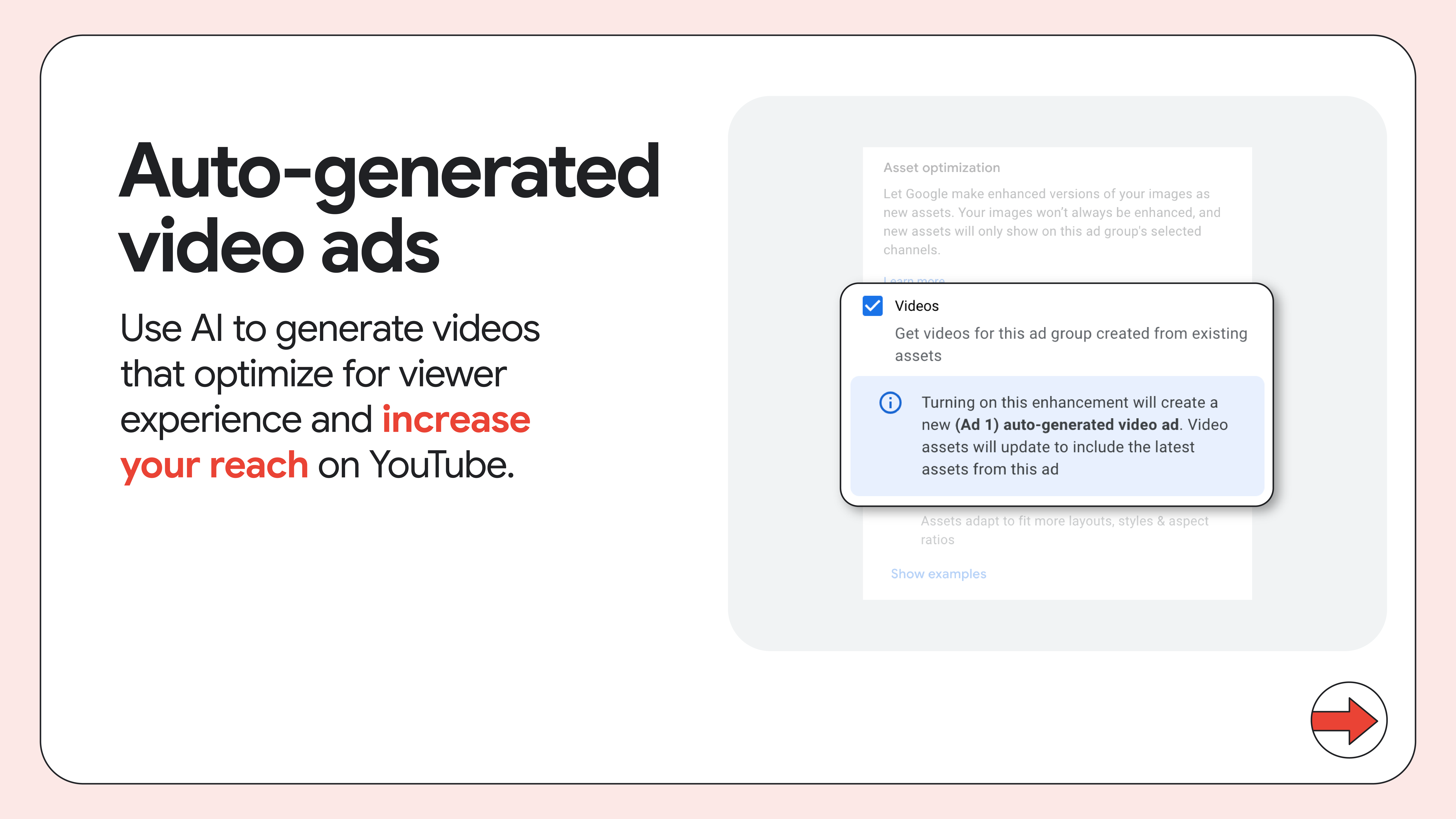 Google Ads interface showing someone opting in to auto-generated video ads.
