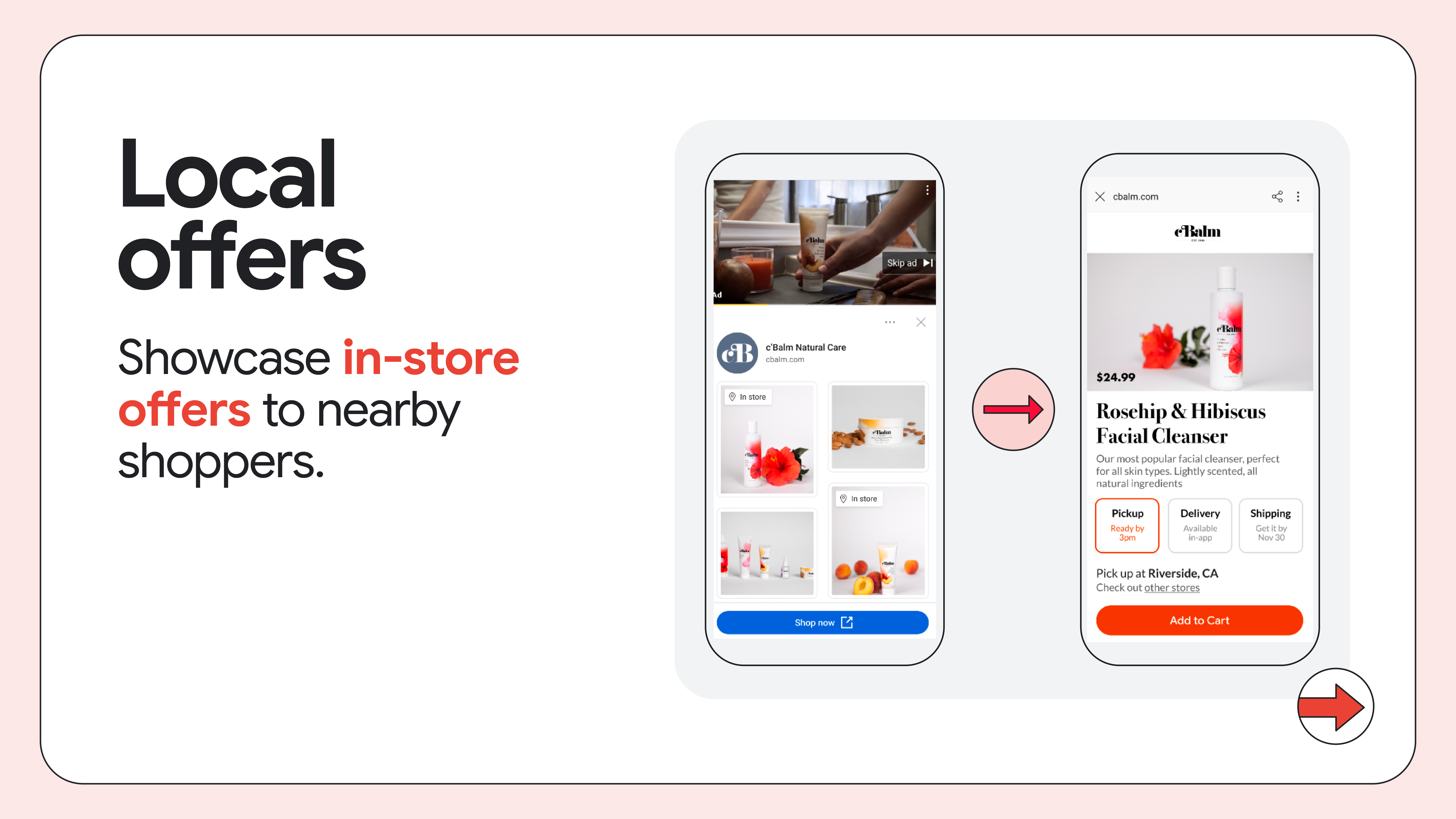 A local offer on YouTube showing beauty products in-stock and nearby.