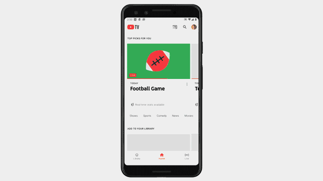 How to view stats on YouTube TV mobile app during a sports game