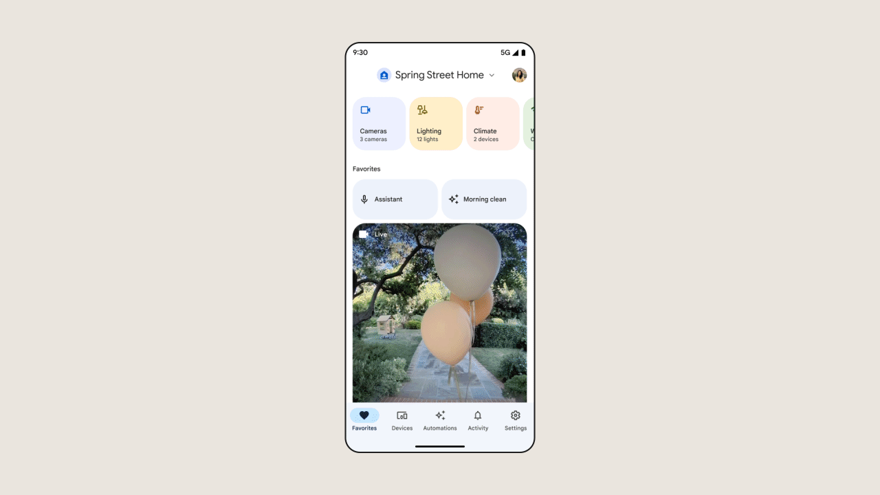 Google home hot sale app camera