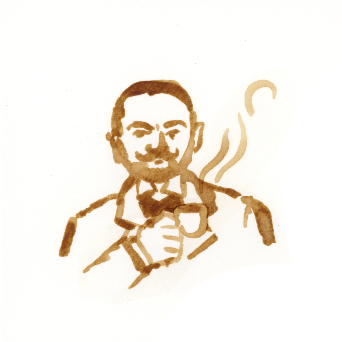 Disegno di Angelo Morimondo che fuma la pipa