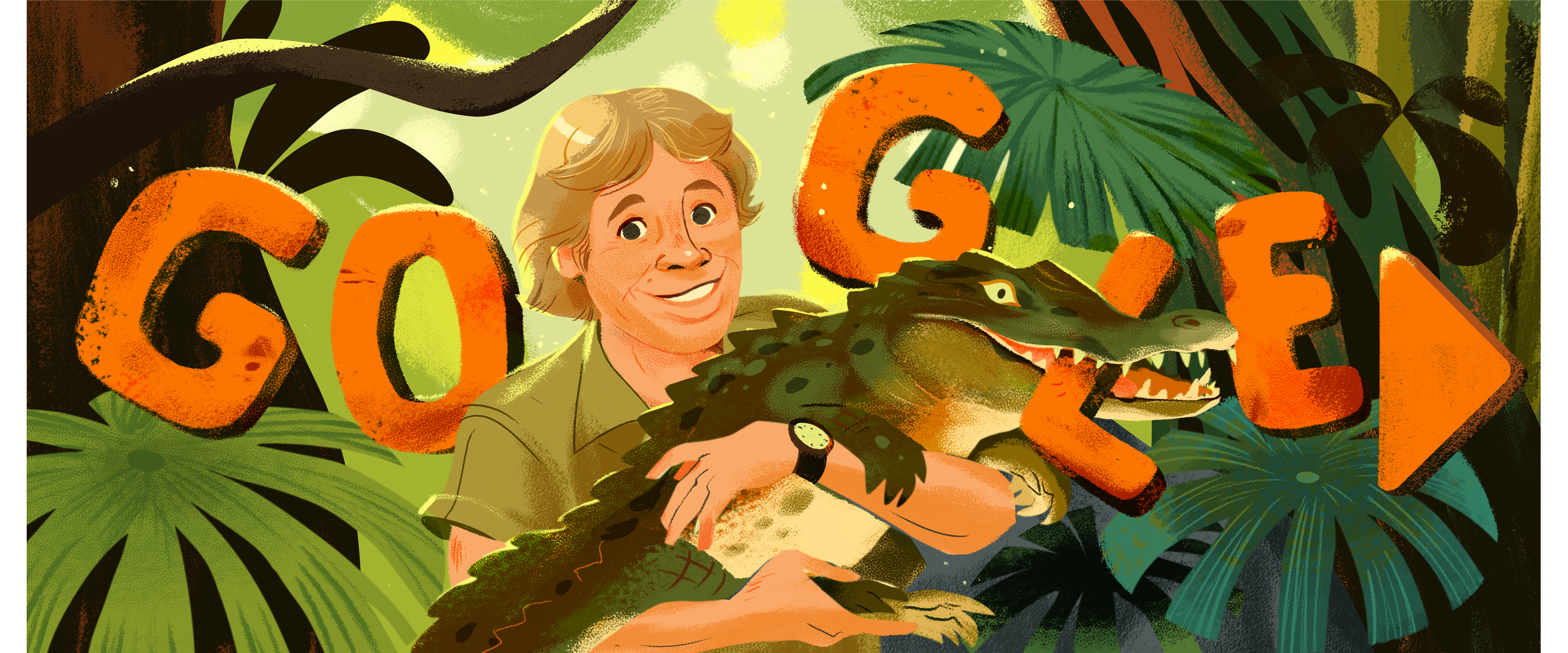 A Doodle honoring Steve Irwin: zookeeper, conservationist and father