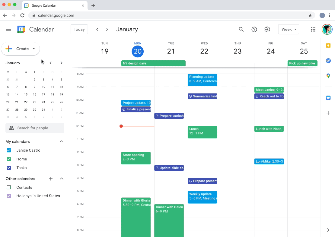 GIF de la page de prise de rendez-vous dans le calendrier