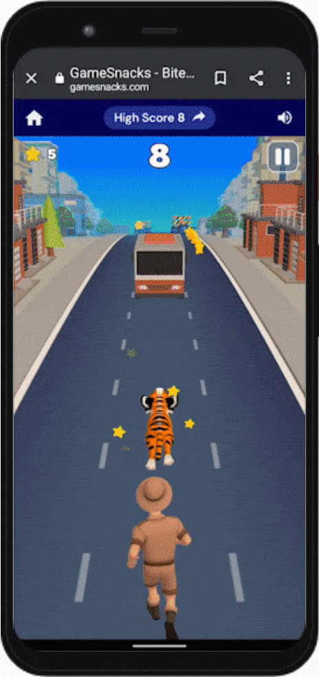 The game Tiger Run on Google Discover.