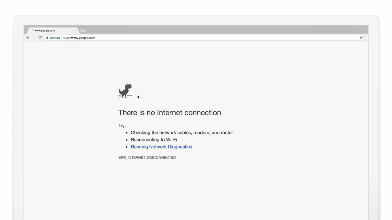 Internet check. Err_Internet_disconnected. No Internet.