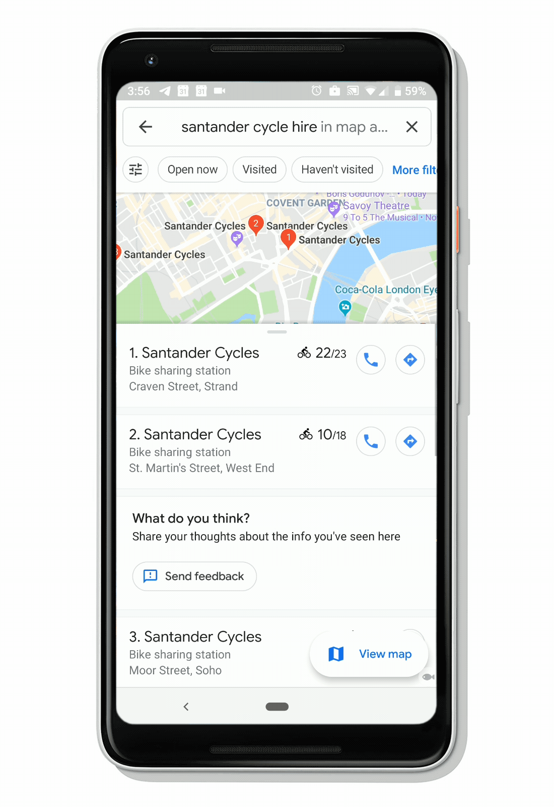 bikeshare system in Google Maps