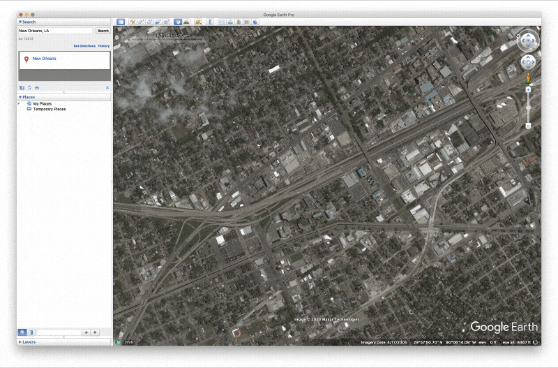 Hurricane Katrina Google Earth imagery