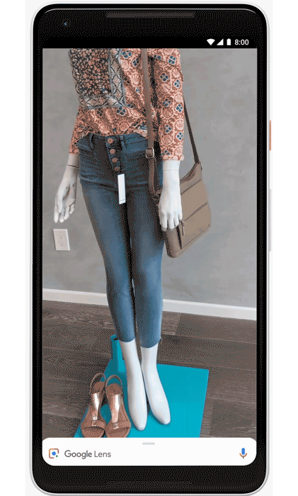 Google's Lens example shows shopping for an outfit on an iPhone.