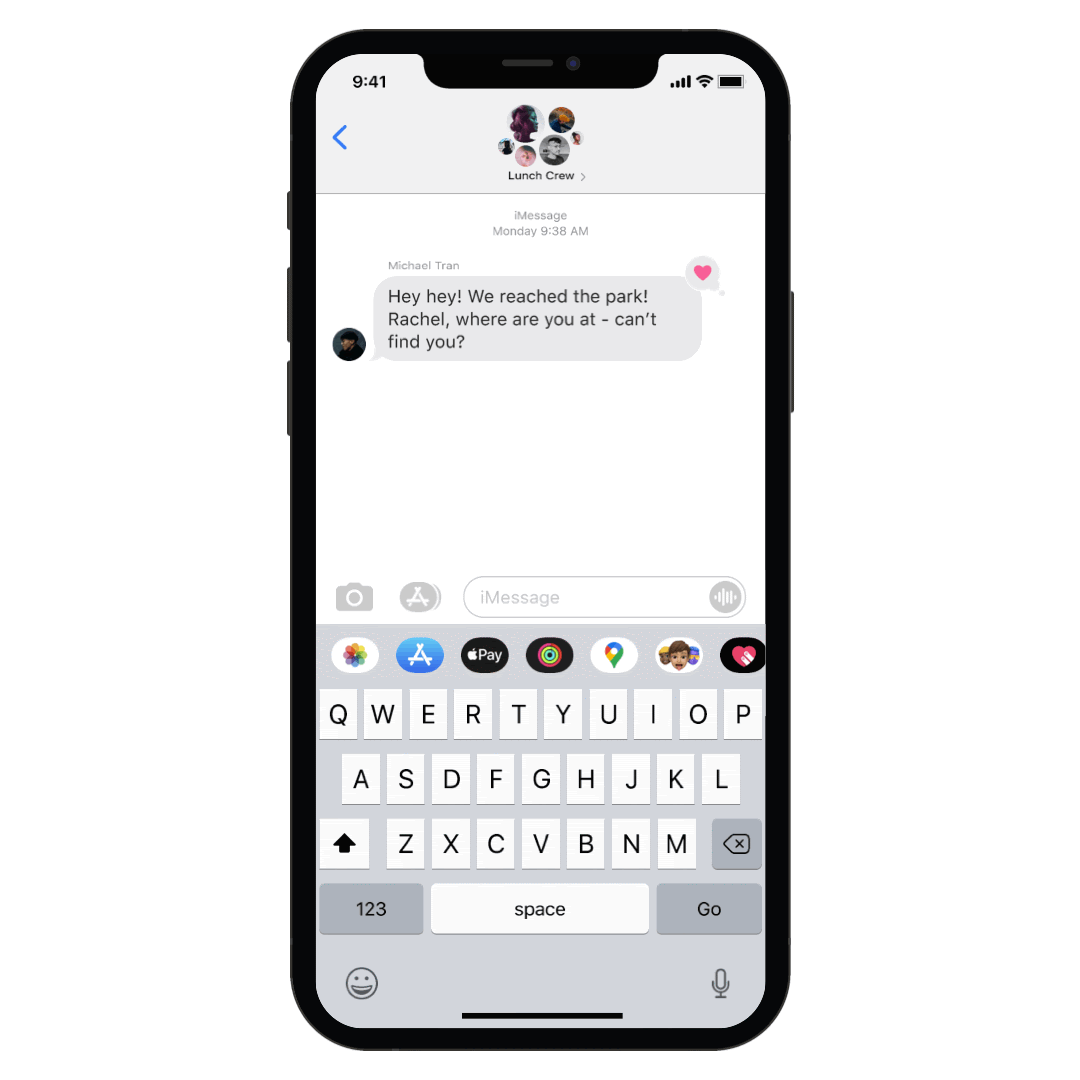 A GIF of Location Sharing in iMessage