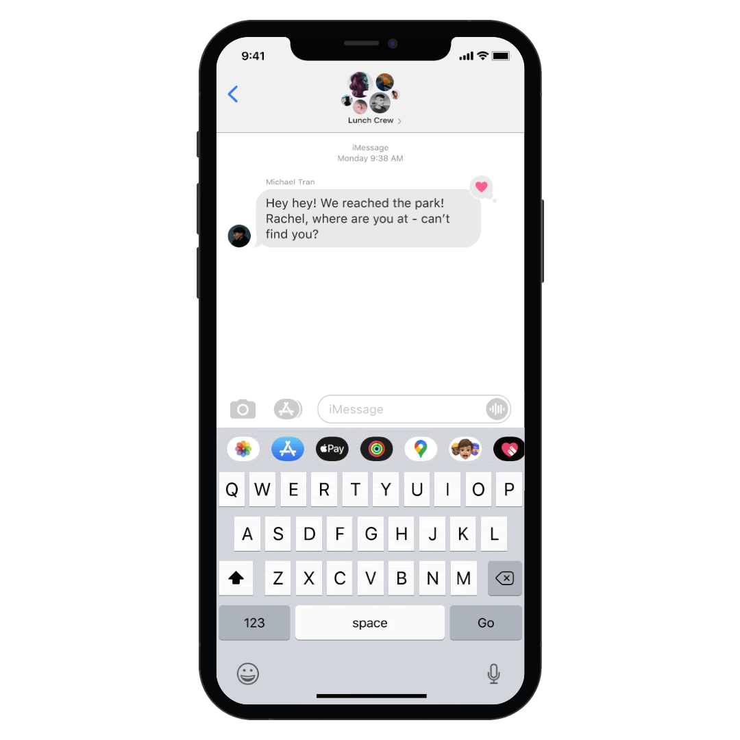 Una GIF di condivisione della posizione in iMessage