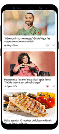 A tela rolando do Feed do Google