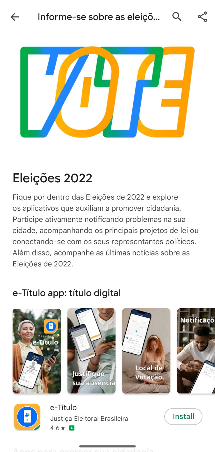 Google Play destaca apps sobre as eleições no Brasil