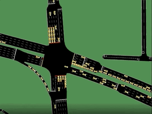 Eine Animation zeigt eine Visualisierung von aggregierten und anonymisierten Verkehrsdaten.