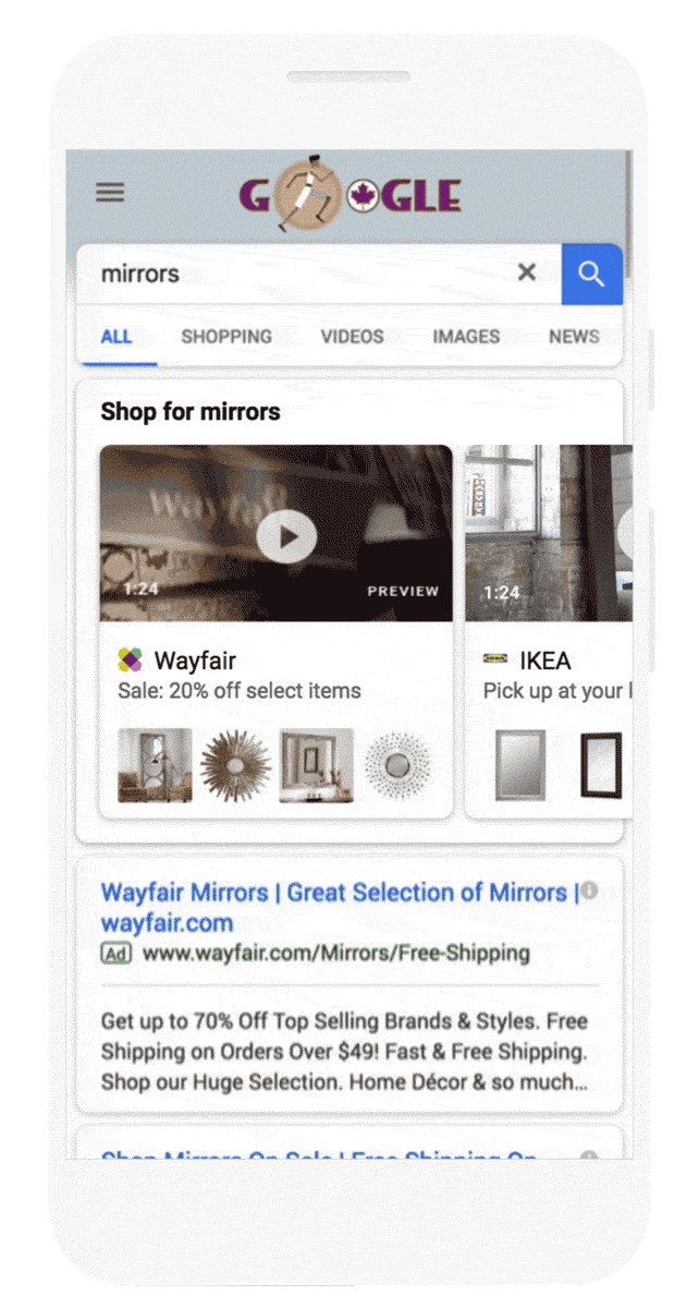 Wayfair Video Showcase Shopping