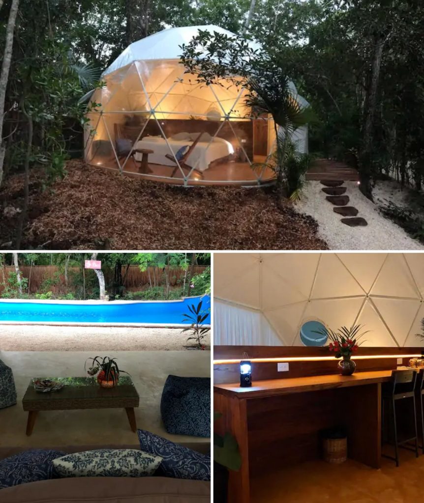 Los 10 airbnb mas buscados en el Caribe Mexicano k'u'kuk  Glampig domo semilla 