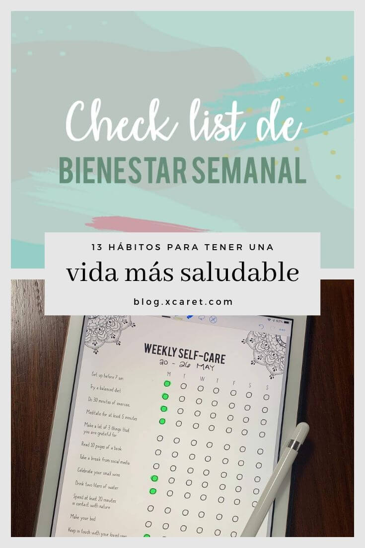 Hábitos para tener una vida más saludable checklist de bienestar semanal