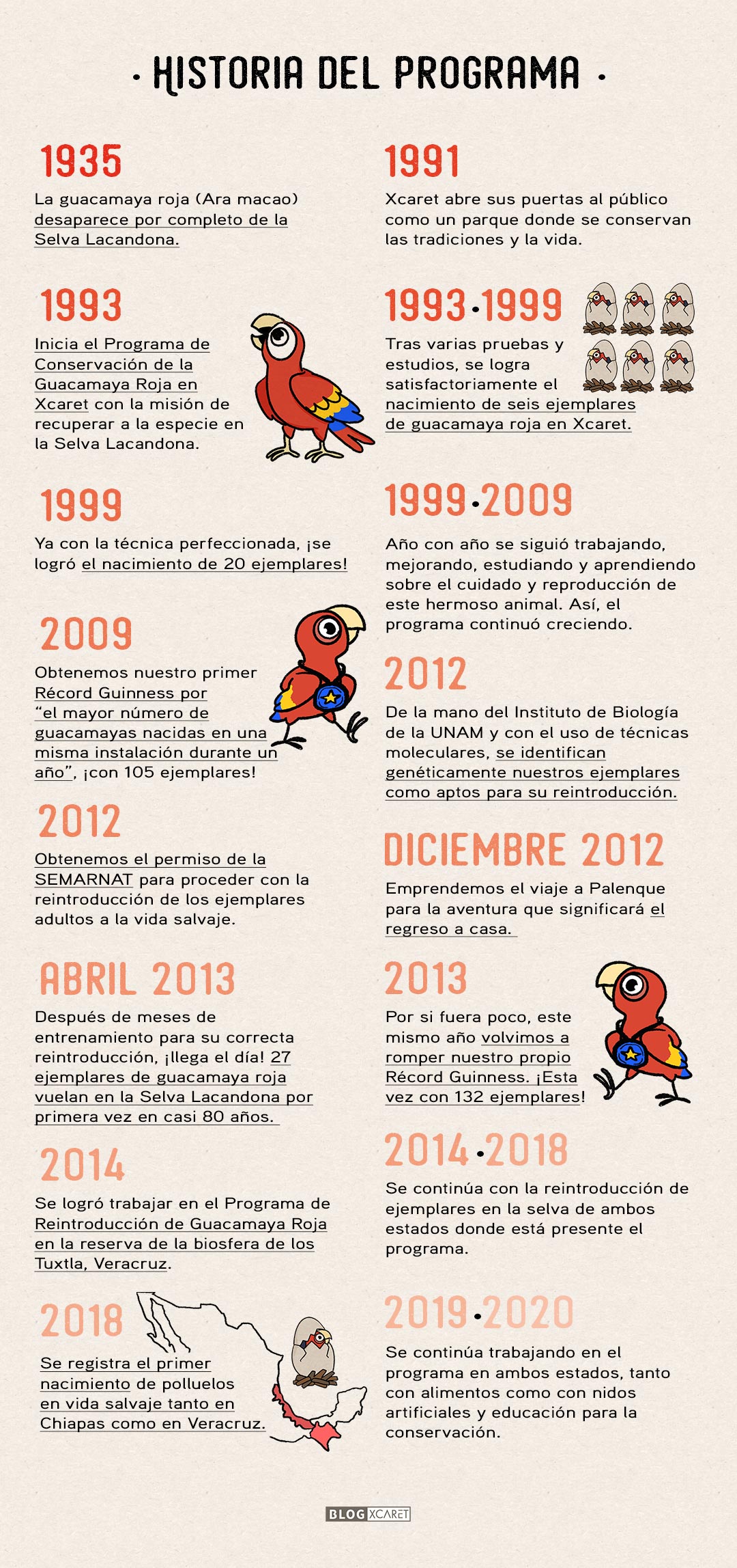 guacamaya-roja-linea-del-tiempo-xcaret