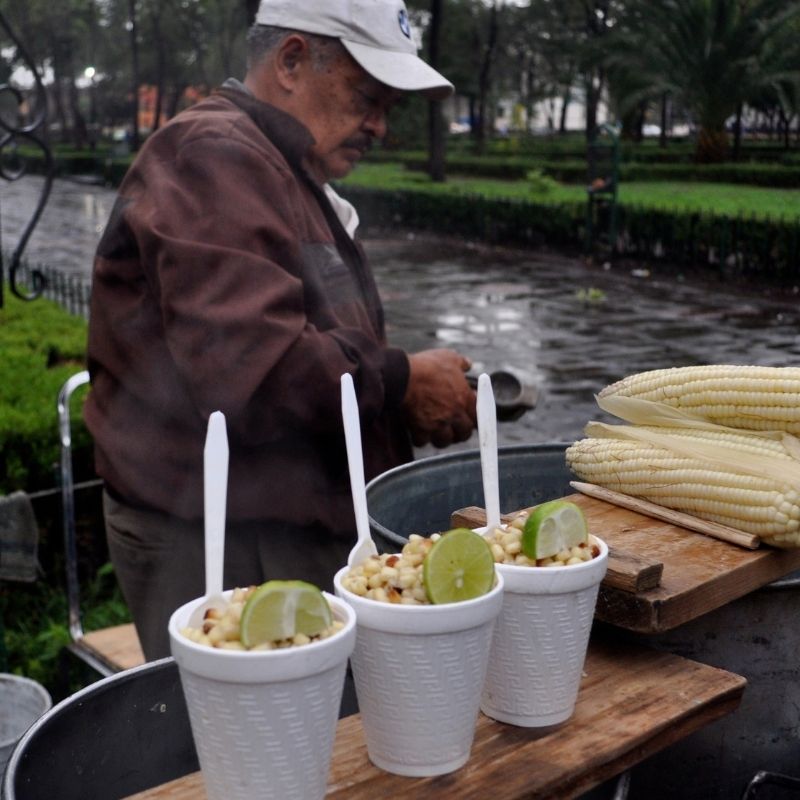 Mexican street corn vendor