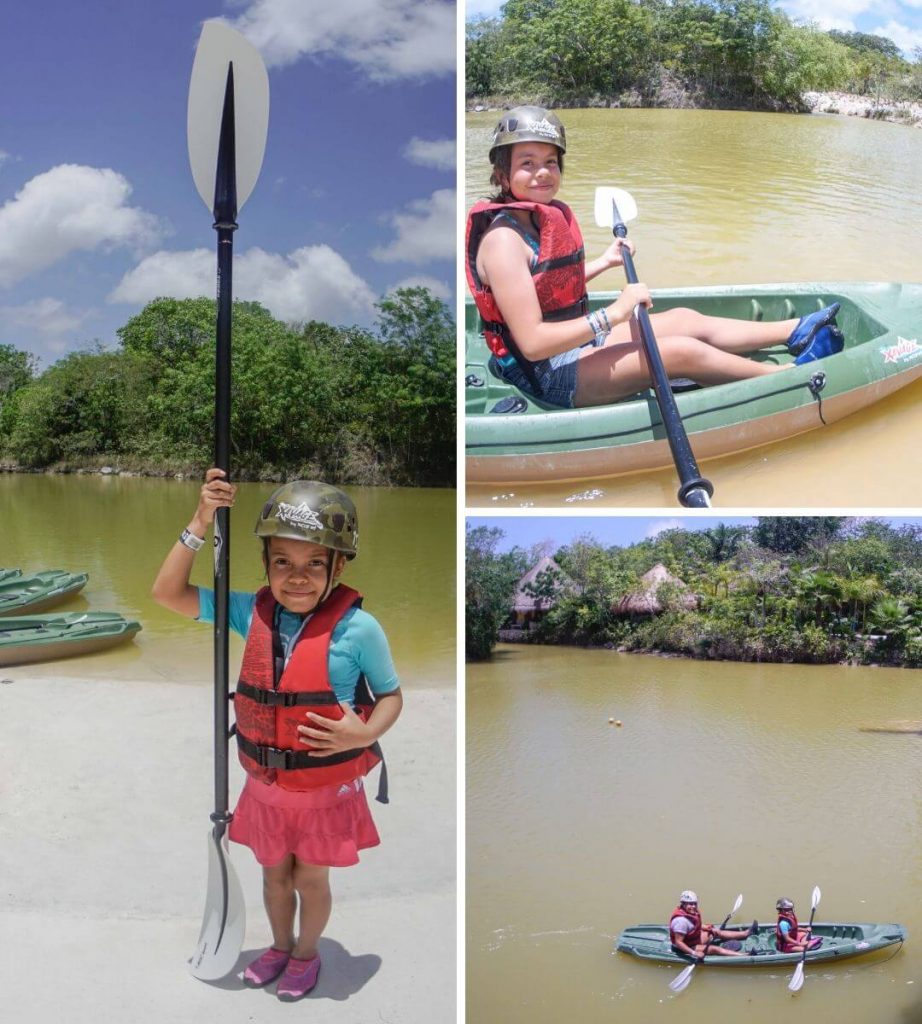 Kayak actividad para niños en Xavage Cancun