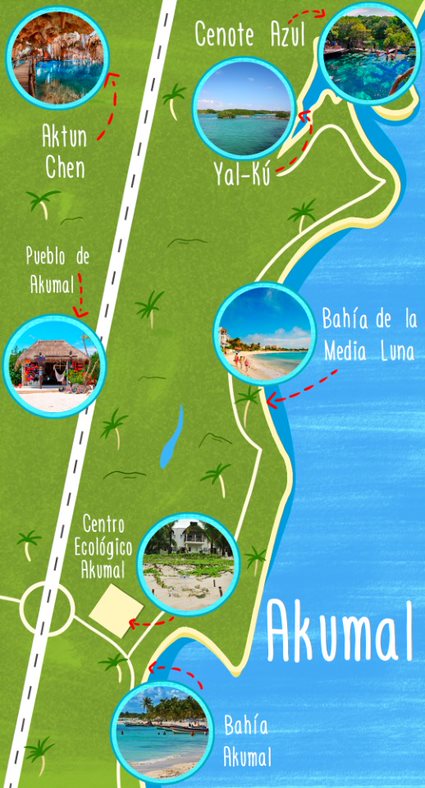 mapa de akumal