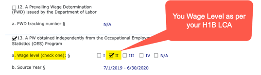 H1B LCA Wage Level Info