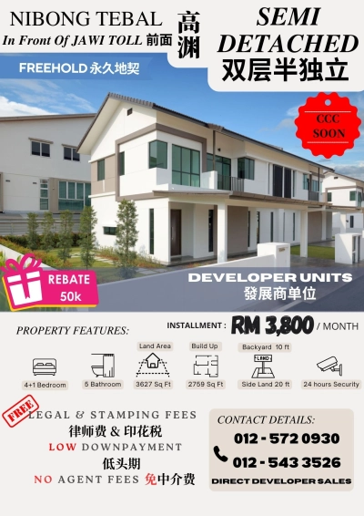 New 2 Storey Semi Detached with 23ft side land at Nibong Tebal
