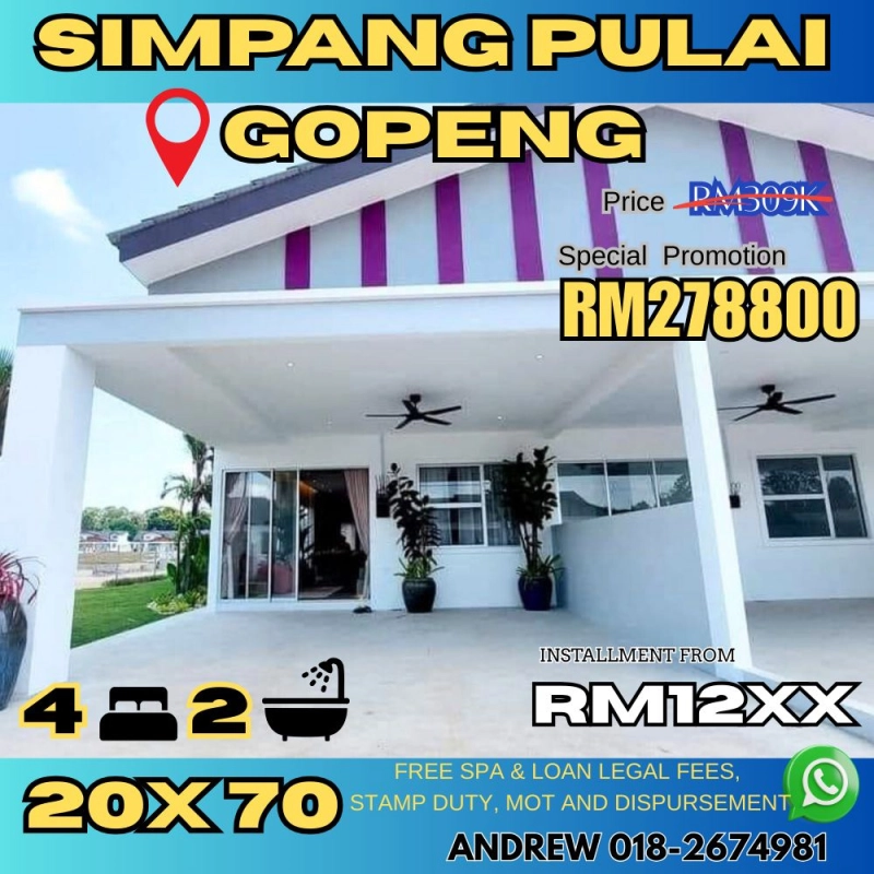 Simpang Pulai Gopeng Rumah Baru 1 Tingkat