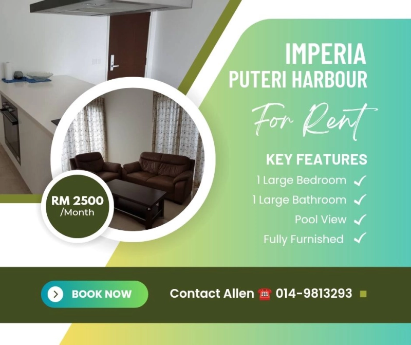 For Rent: Fully Furnished 1-Bed Imperia Condominium @ Puteri Harbour