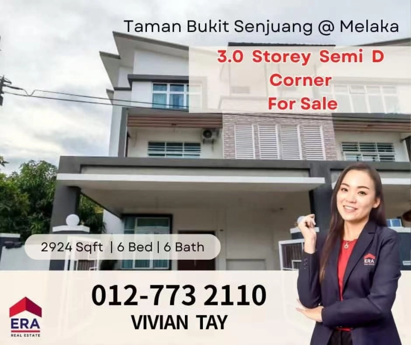Taman Bukit Senjuang@Melaka 2.5 Storey Semi D For Sale