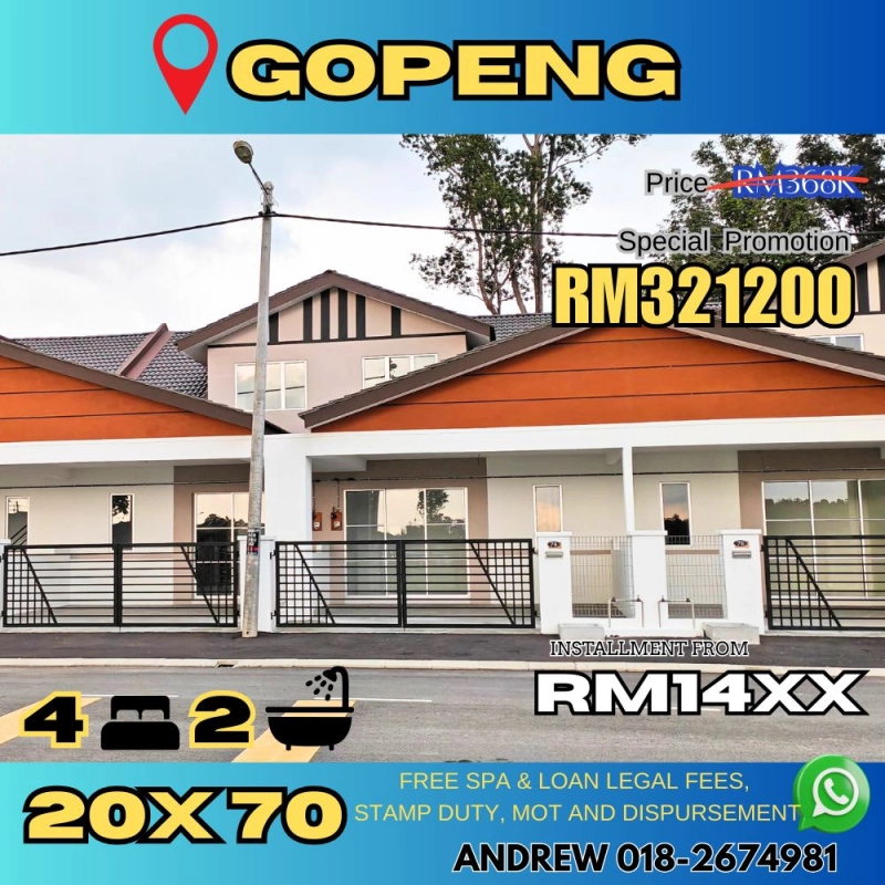 Gopeng Ipoh Rumah Baru 2 Tingkat (Freehold)