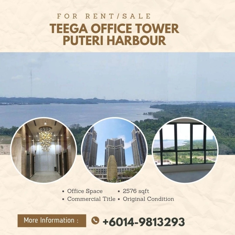 Teega Office Tower Puteri Harbour – Spacious 2,576sqft Office for Rent or Sale