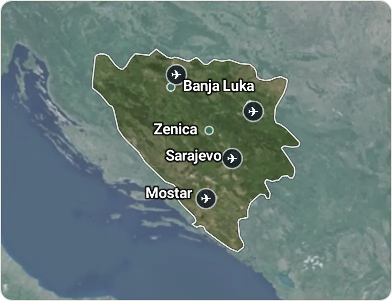 Map of Bosnia and Herzegovina