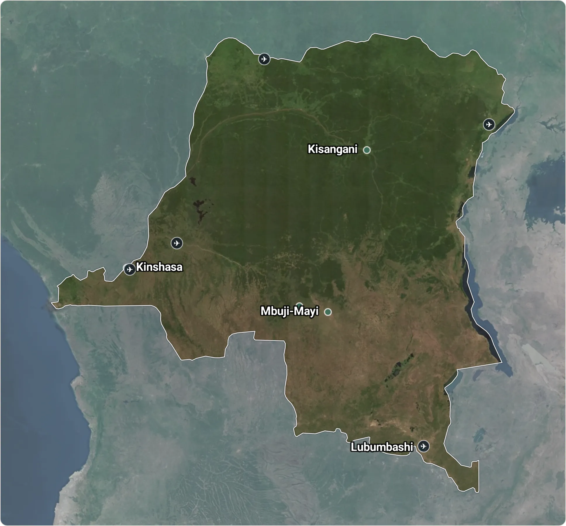 Map of Democratic Republic of the Congo