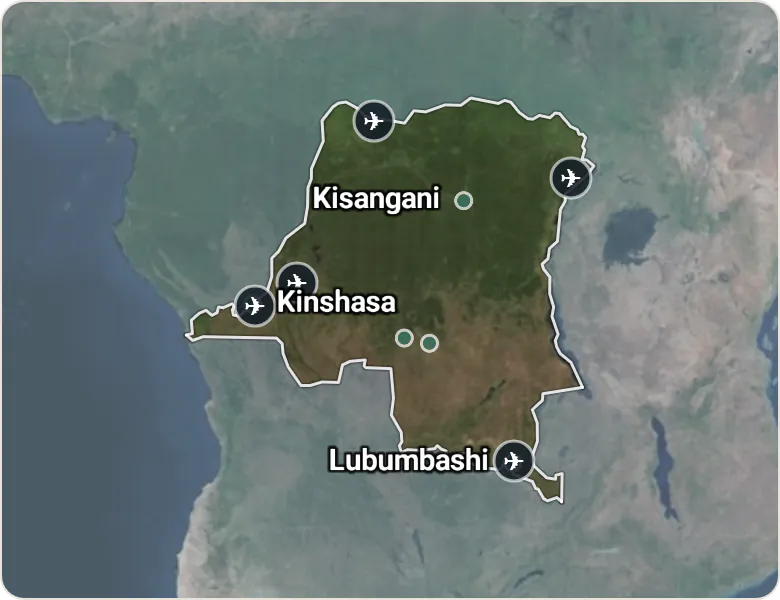 Map of Democratic Republic of the Congo