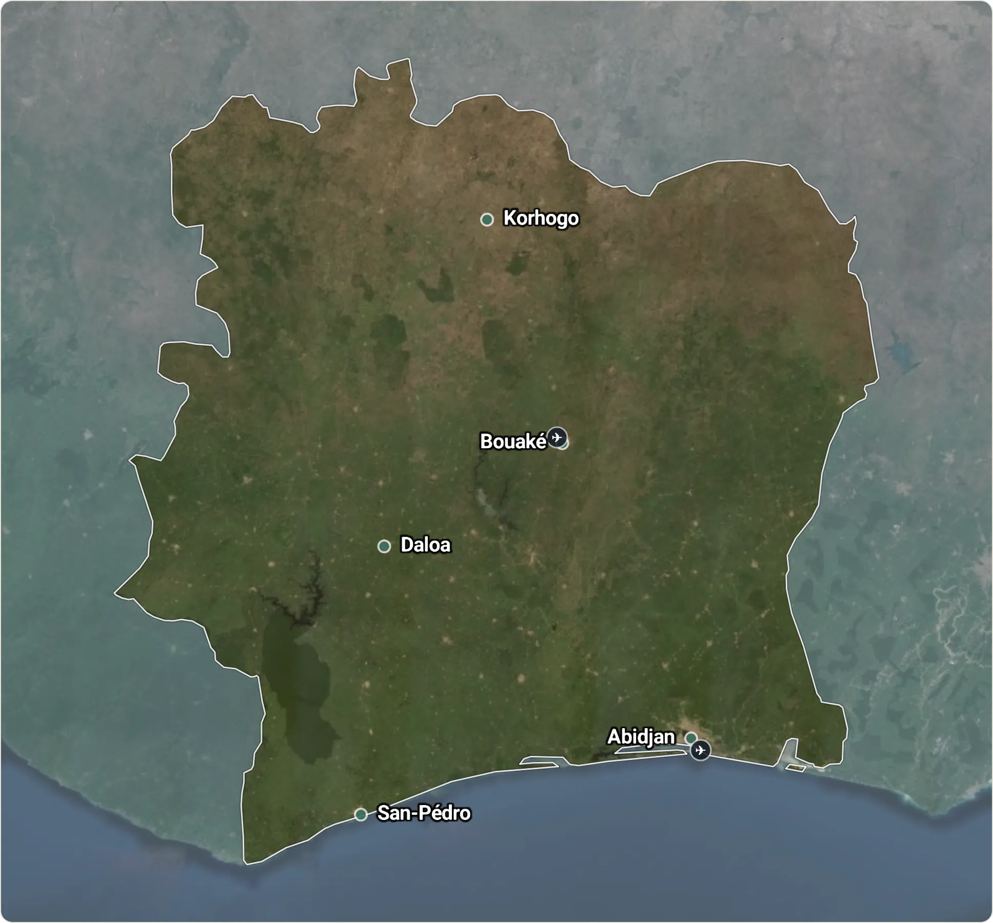 Map of Ivory Coast