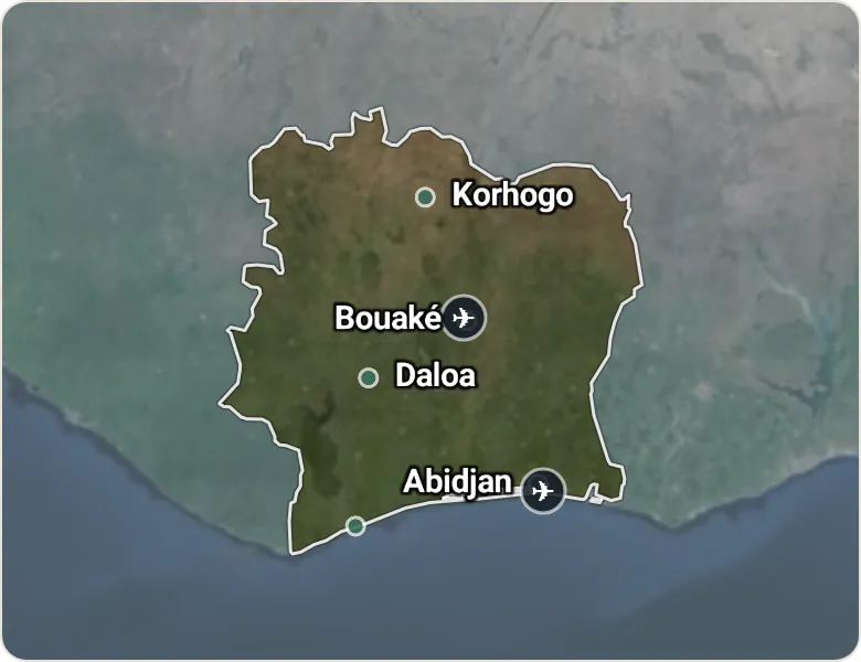 Map of Ivory Coast