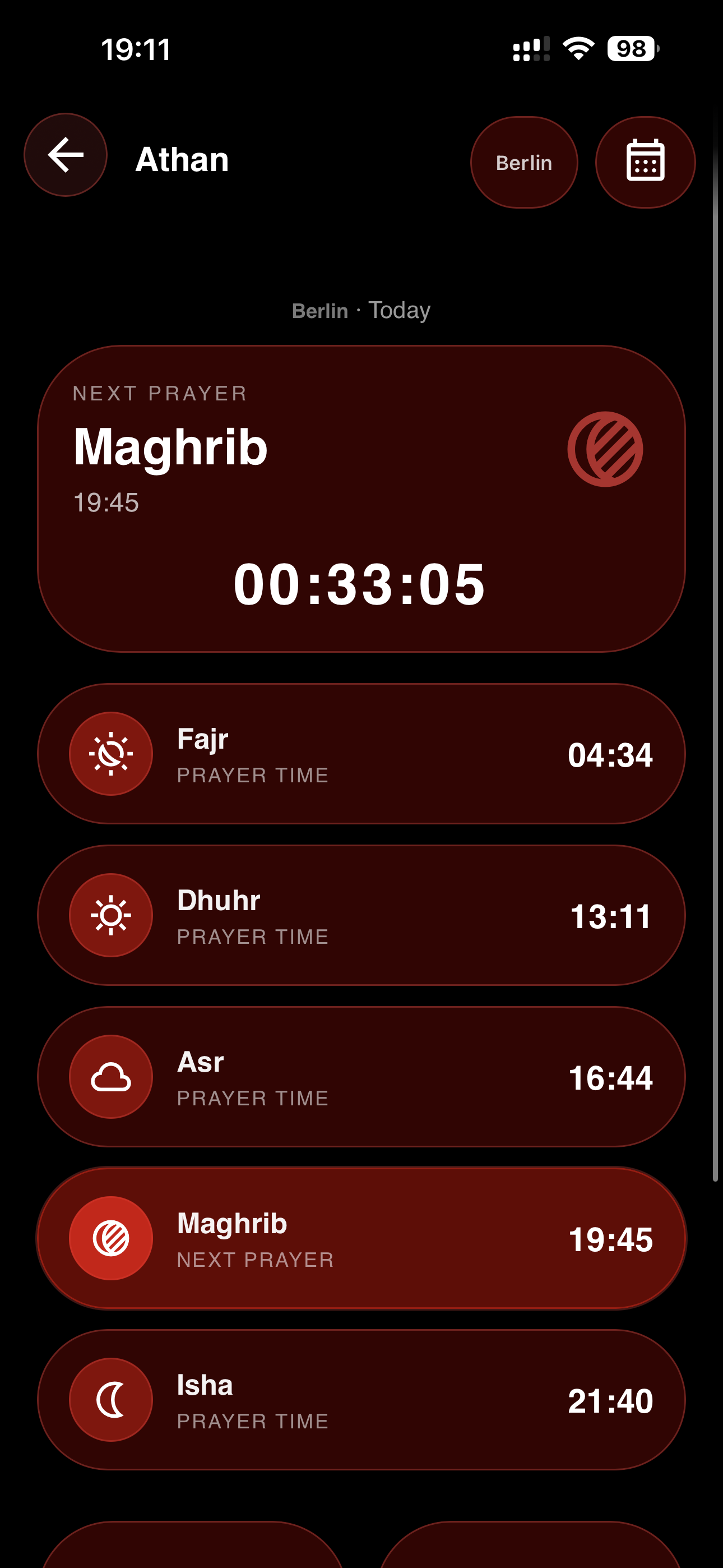 Hadaff Athan next prayer screen