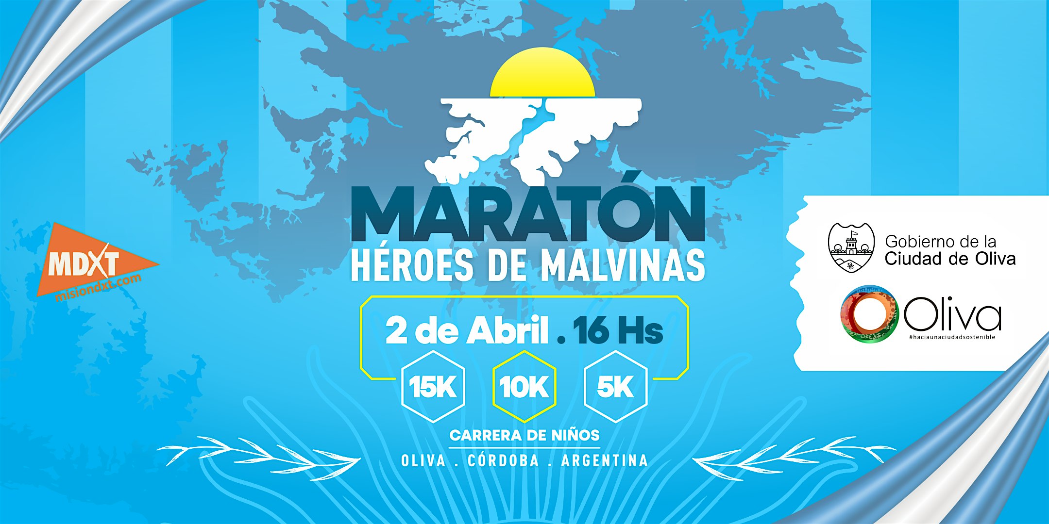 MARATON HEROES DE MALVINAS, CIUDAD DE OLIVA. 15K - 10K - 5K y NIÑOS
