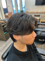 nas hair. センターパートウルフスタイル