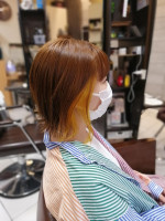 & again HAIR DESIGN 緑橋 インナーカラーの仲間イヤリングカラー!イエローいい感じ