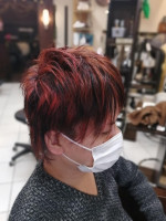 & again HAIR DESIGN 緑橋 クリスマスカラー赤メッシュ赤髪ハイライト