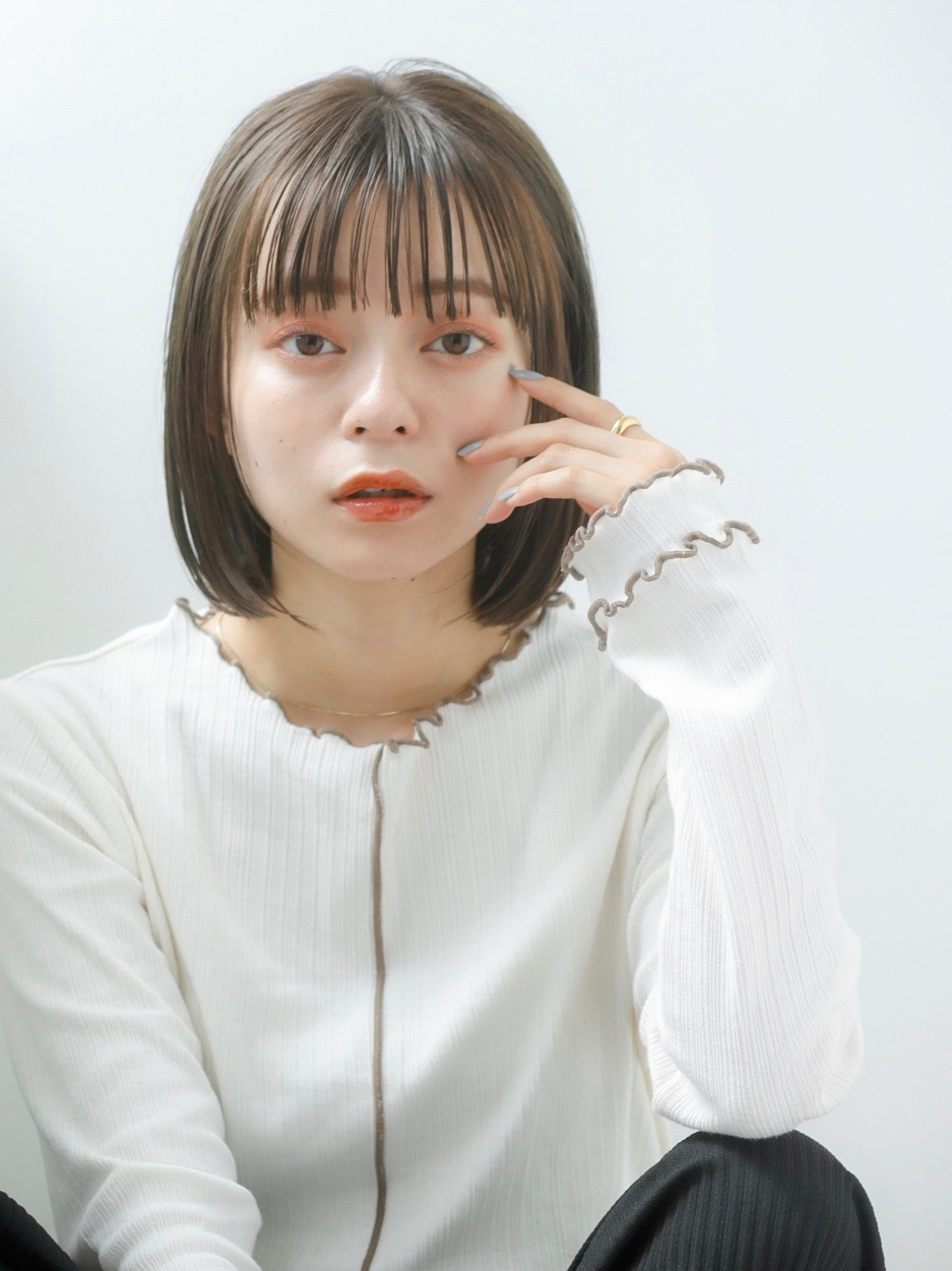 シースルーバング ぱっつんボブ No Clanのヘアスタイル ヘアログ