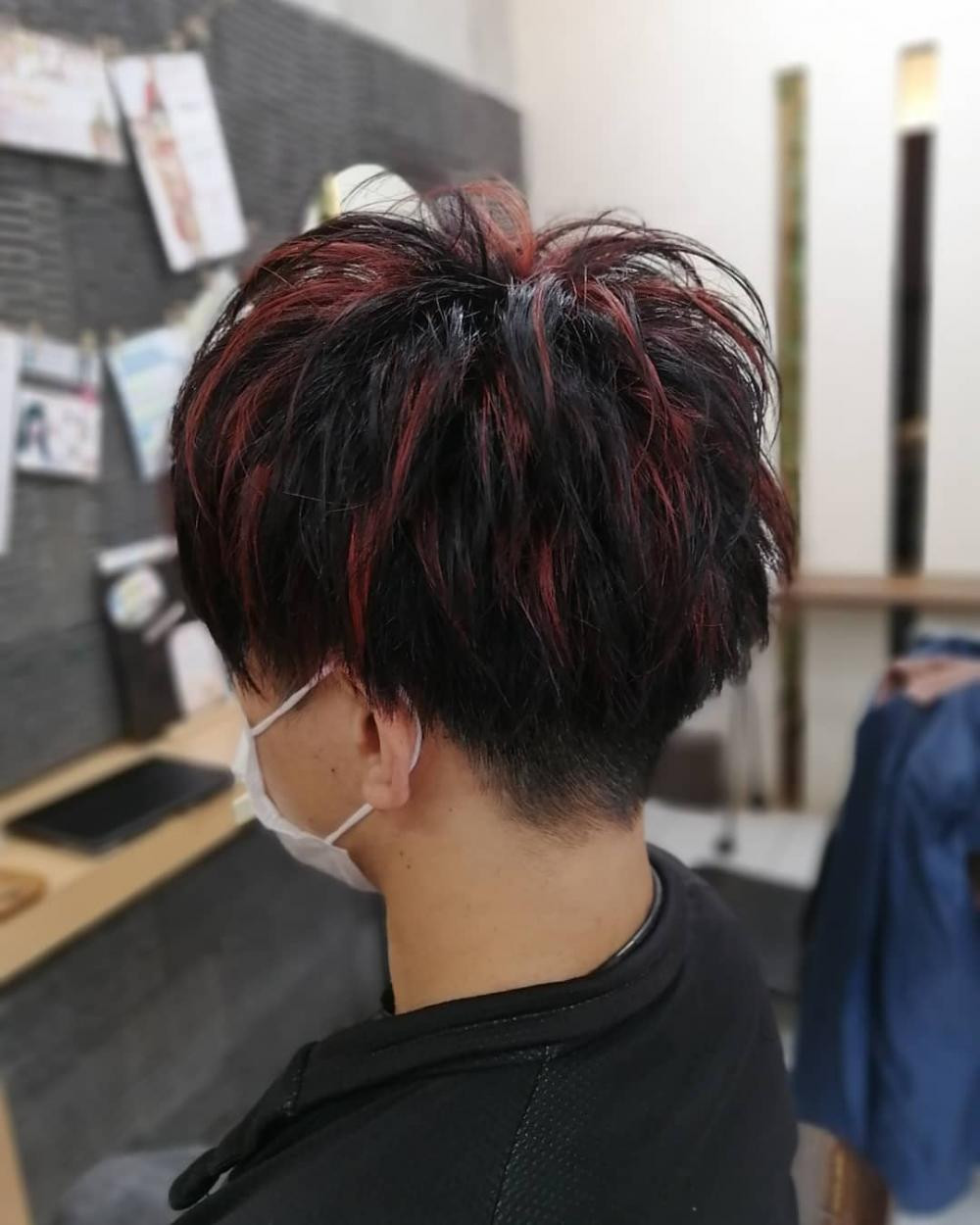 メンズツーブロック赤メッシュ Again Hair Design 緑橋のヘアスタイル ヘアログ