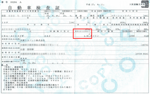 排気量の調べ方