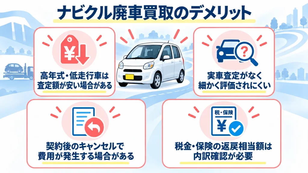 ナビクル 廃車買取 デメリット