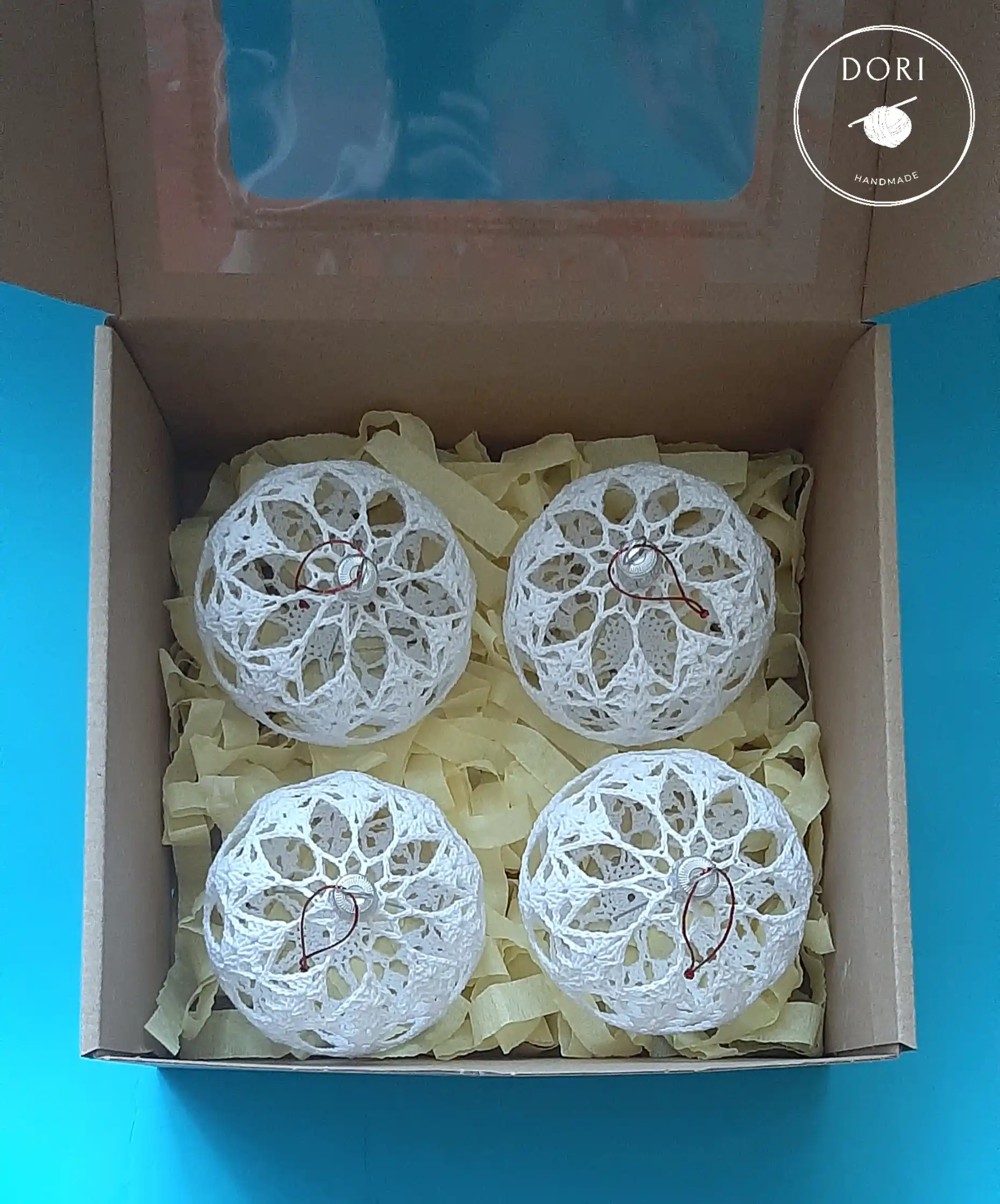 Szydełkowe bombki na choinkę - zestaw (4 szt.)